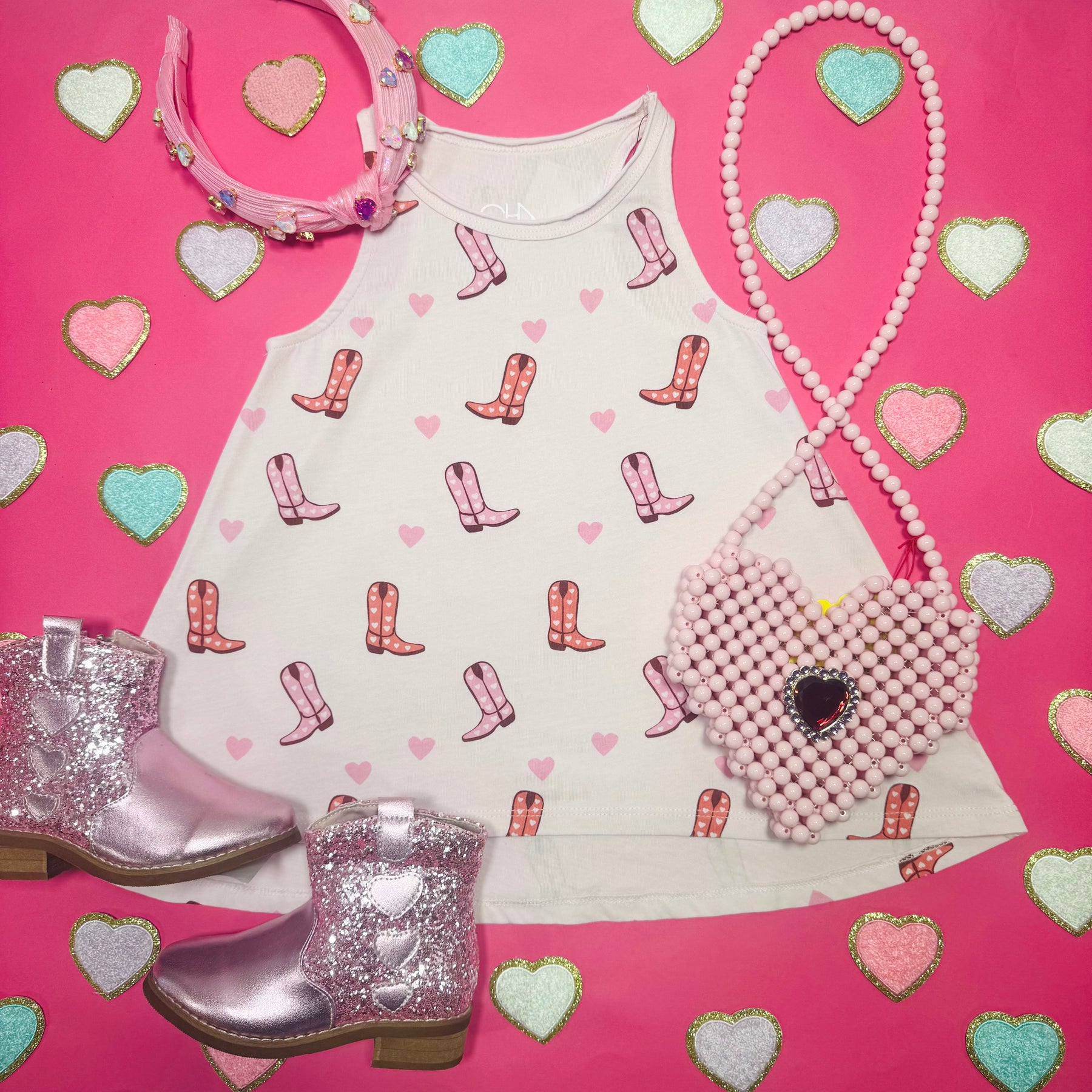 ALLOVER COWBOY BOOTS DRESS