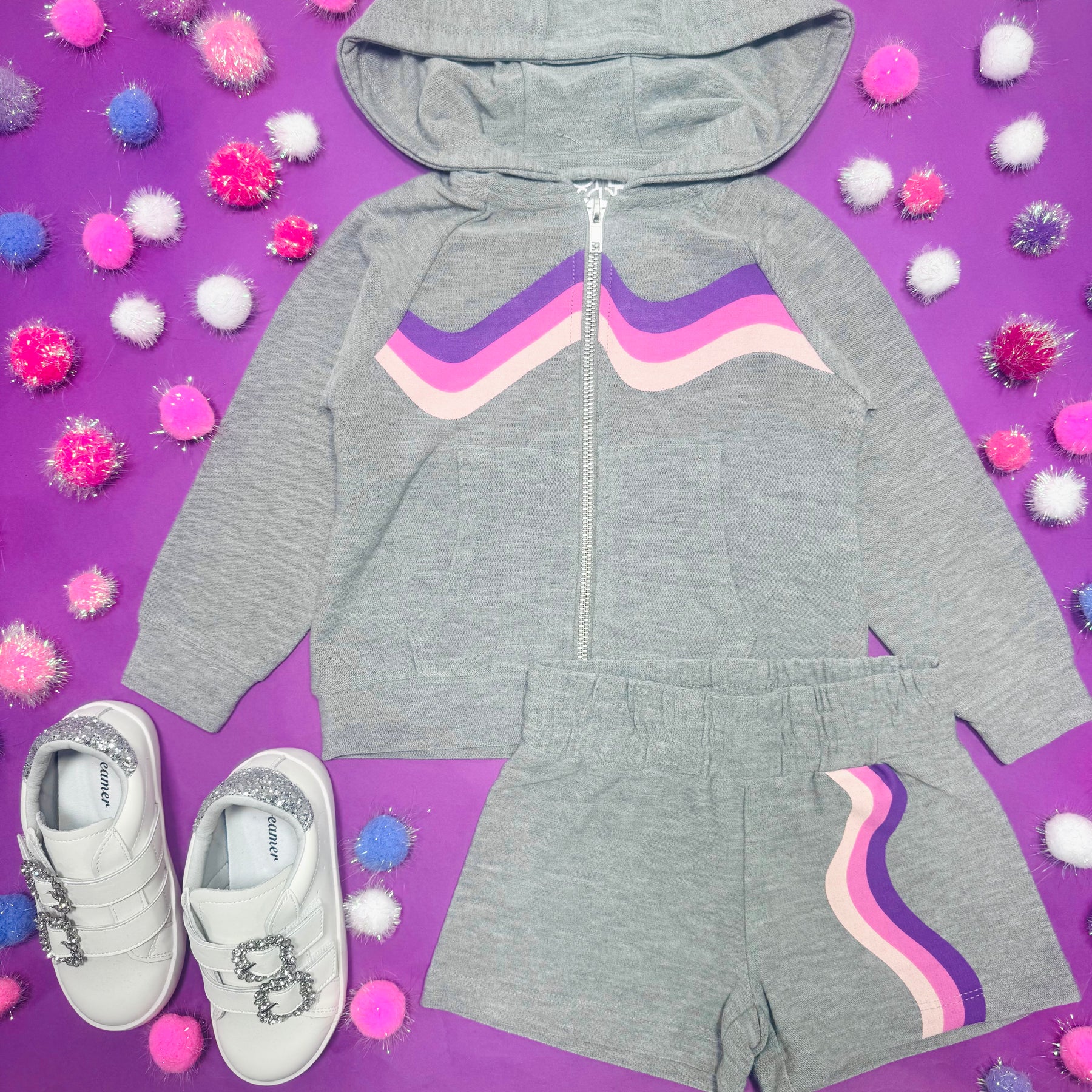 WAVE STRIPE ZIP UP HOODIE