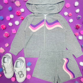 WAVE STRIPE ZIP UP HOODIE