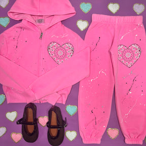 BANDANA HEART SPLATTER SWEATPANTS
