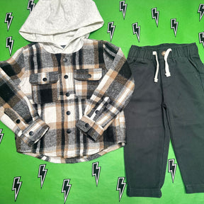 WOODSMAN FLANNEL HOODIE SHACKET - TINY WHALES - HOODIES