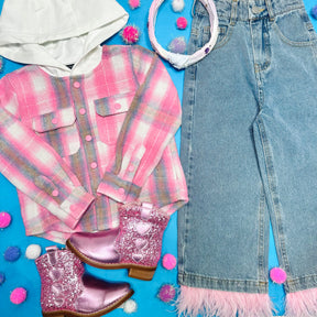 MOUNTAIN GIRL FLANNEL HOODIE SHACKET