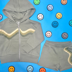 WAVE STRIPE ZIP UP HOODIE
