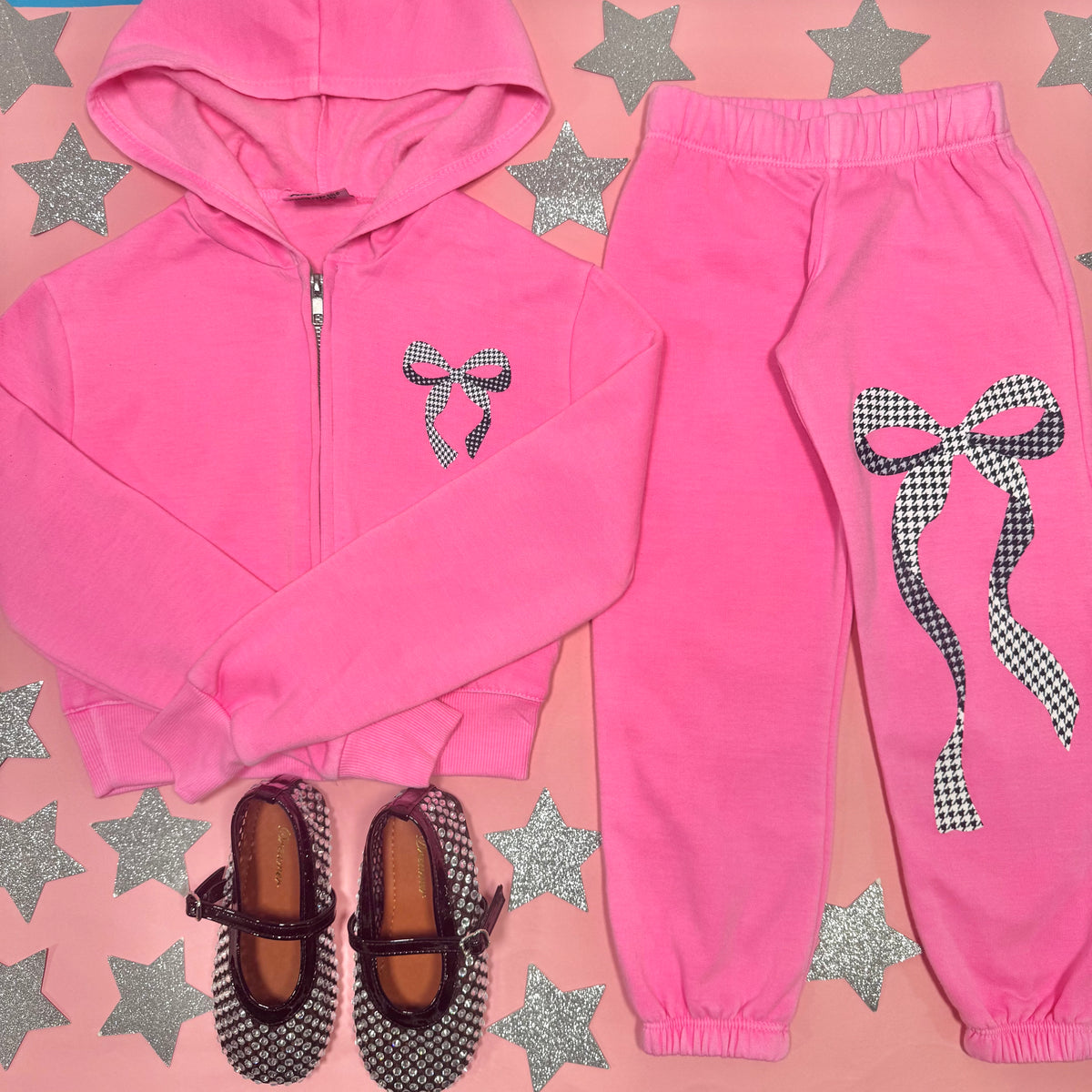 GINGHAM BOW SWEATPANTS