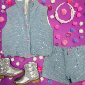 SEQUIN DENIM VEST