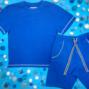 WASHED ROYAL FAVE COVER SHORTS