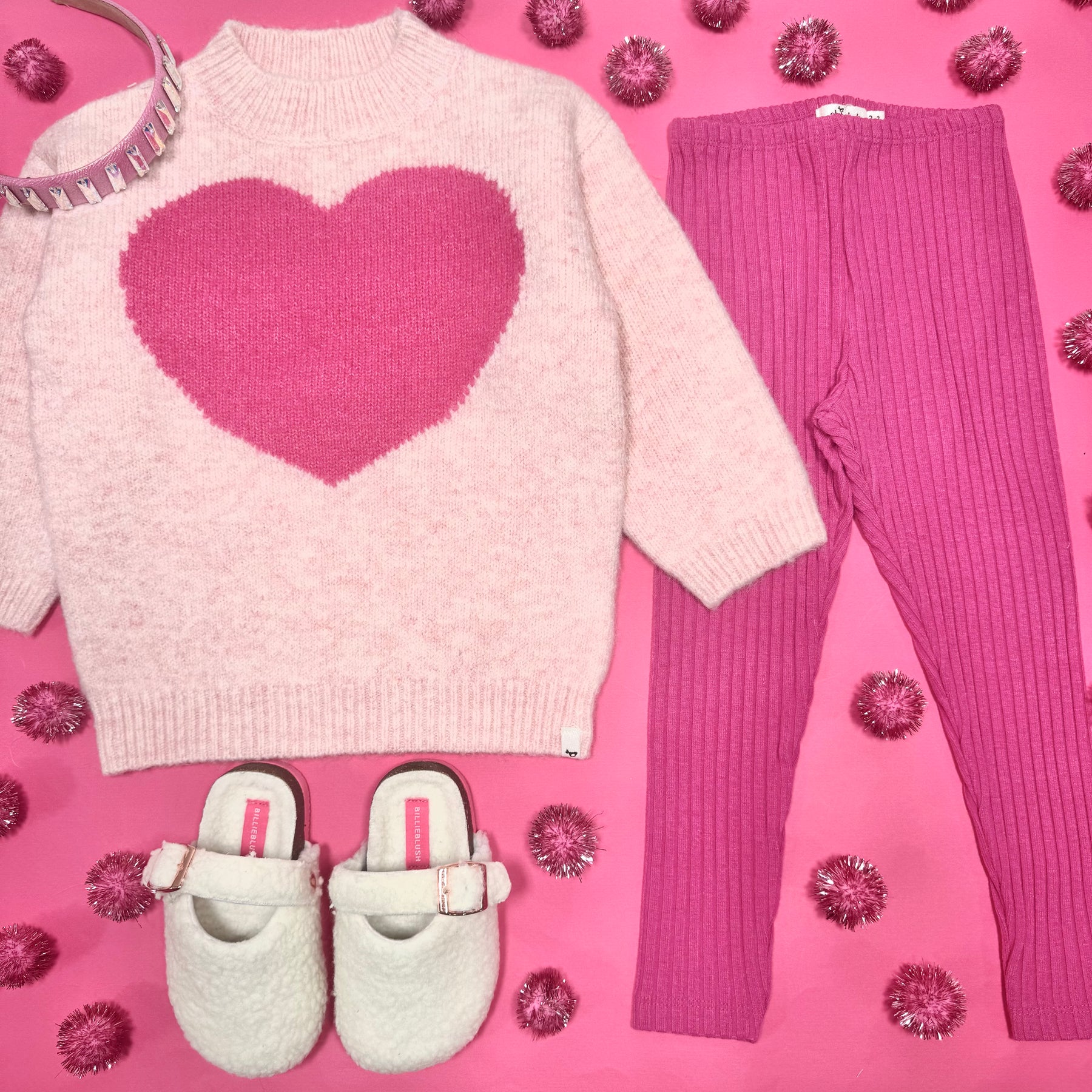 HEART KNITTED SWEATSHIRT AND LEGGINGS SET - SET