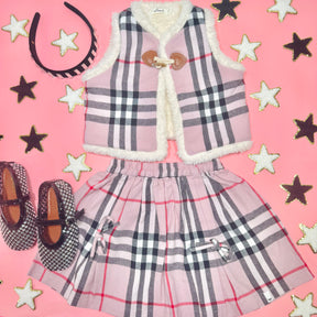 LONDON PLAID VEST AND PLEATED SKIRT SET