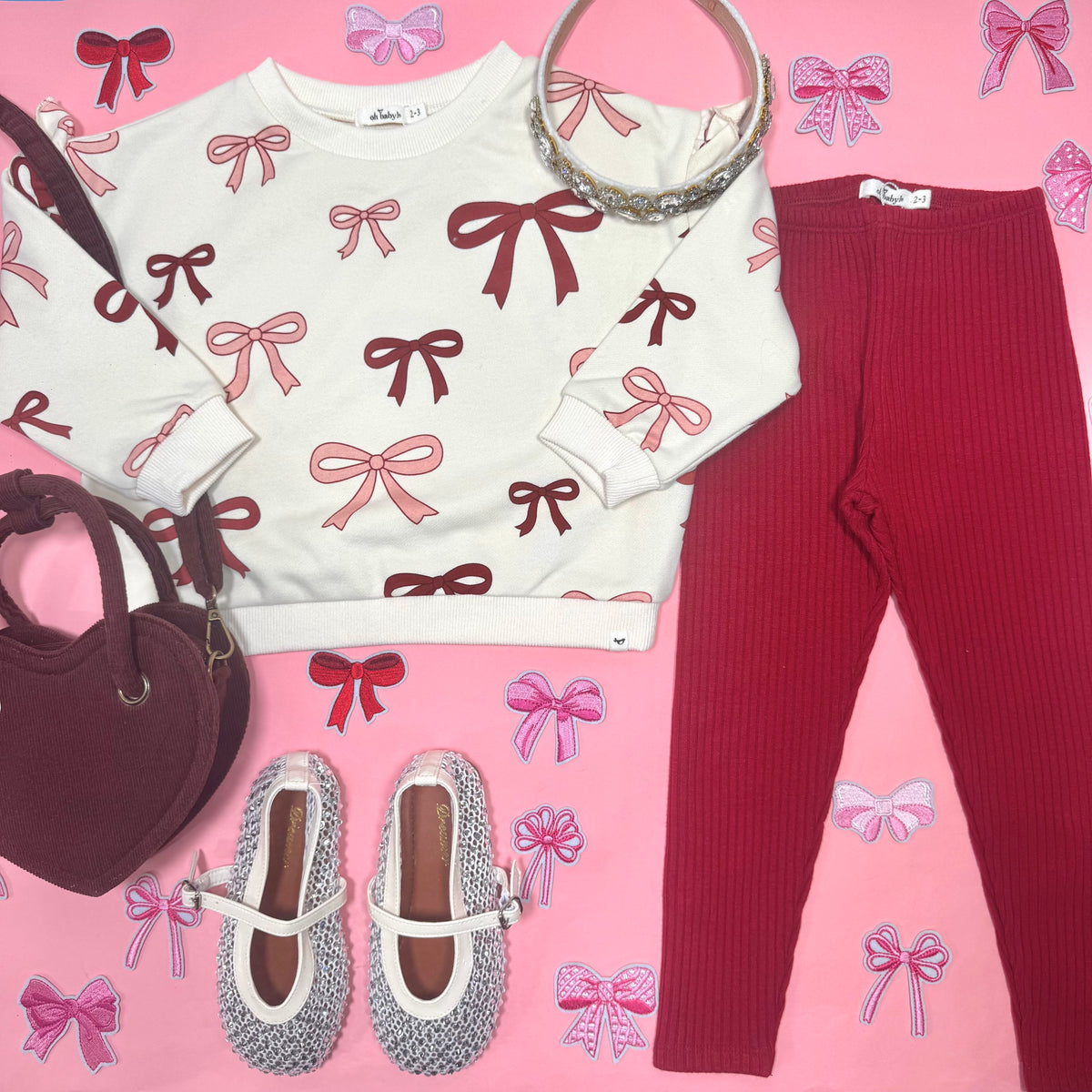 BOWS SWEATSHIRT AND LEGGINGS SET