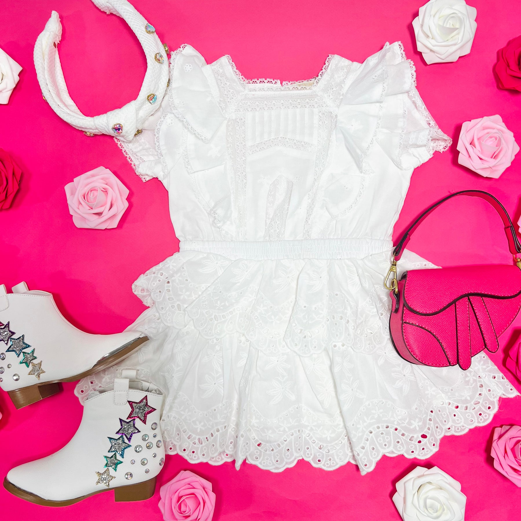 Freya Lace Ruffle Dress Mini Dreamers freya-lace-ruffle-dress-mini-dreamers