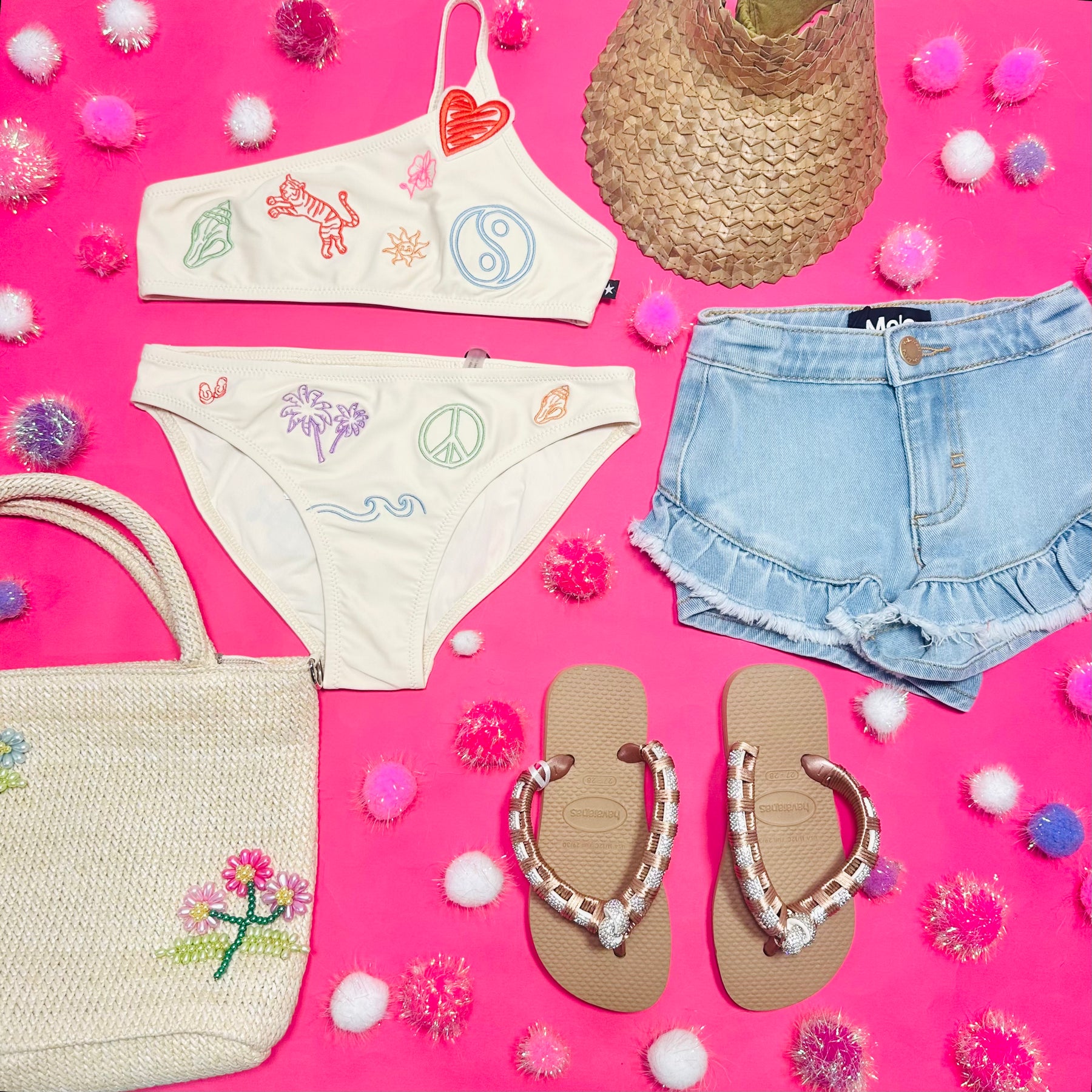 EMBROIDERED DOODLES NAJA TWO PIECE BIKINI