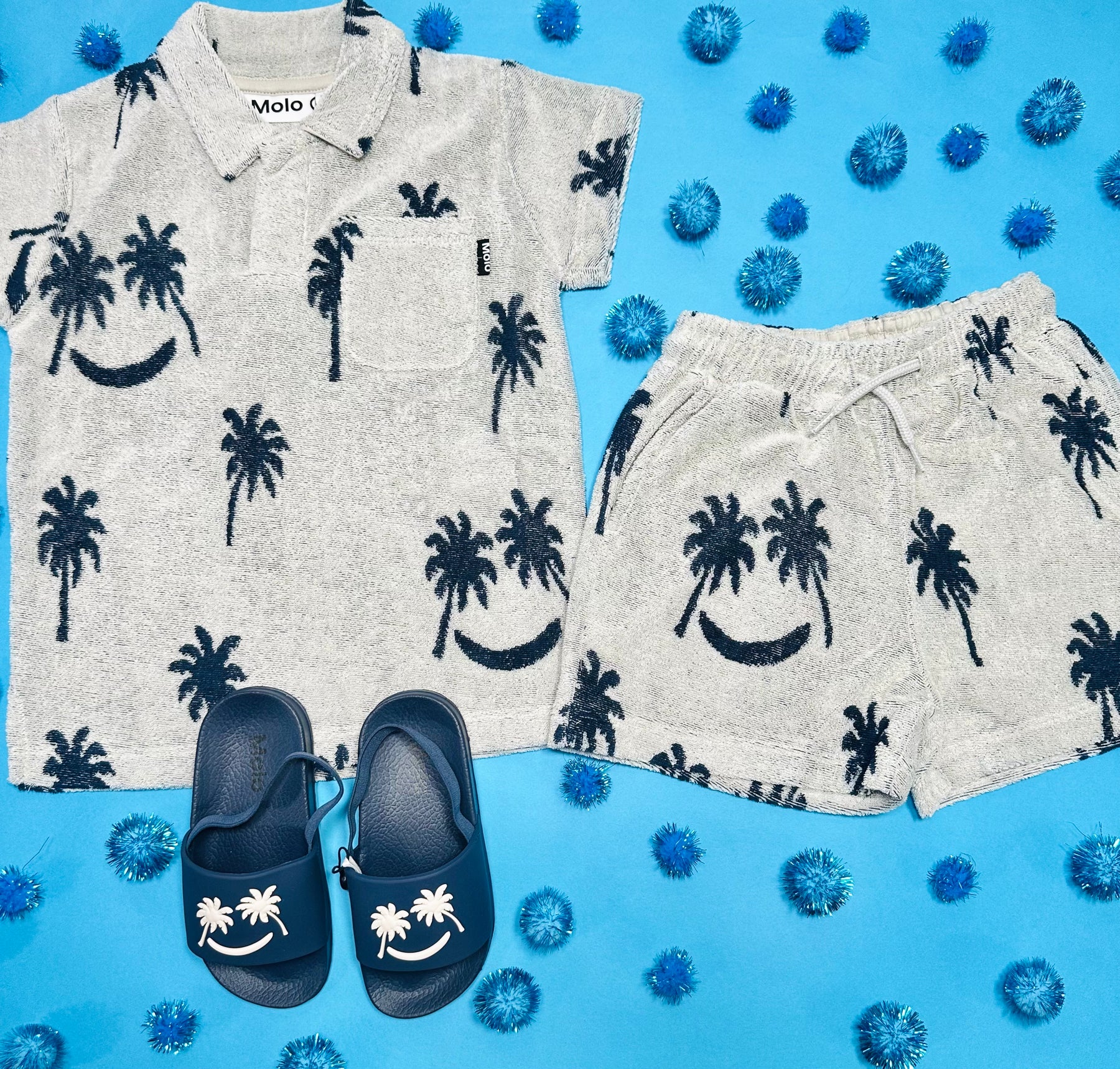 PALM TREES SMILEY ABOY TERRY SHORTS