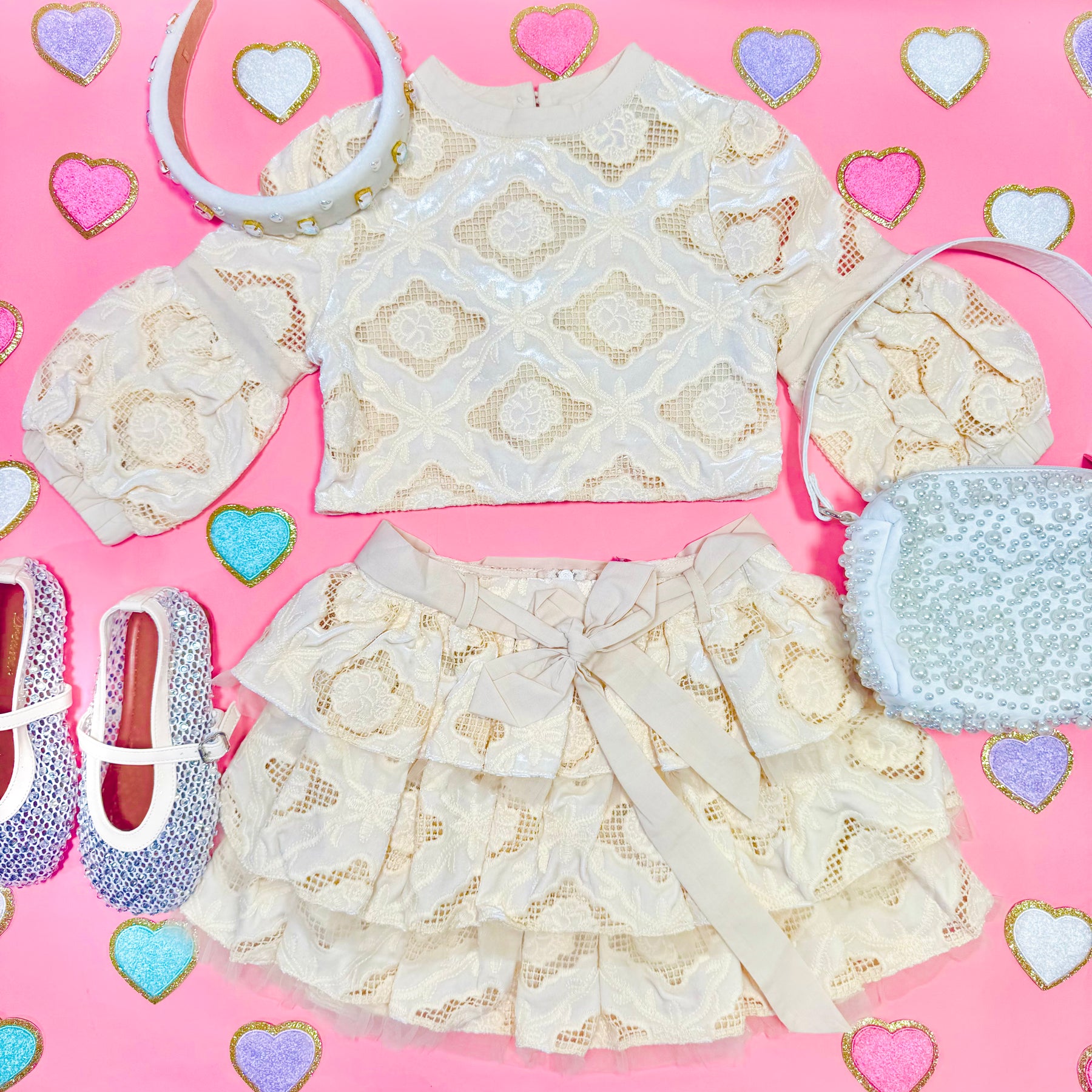 AVA EMBROIDERED TOP AND SKIRT SET