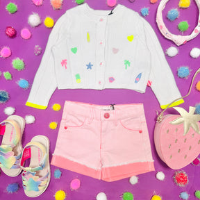 NEON SEQUIN POCKET DENIM SHORTS