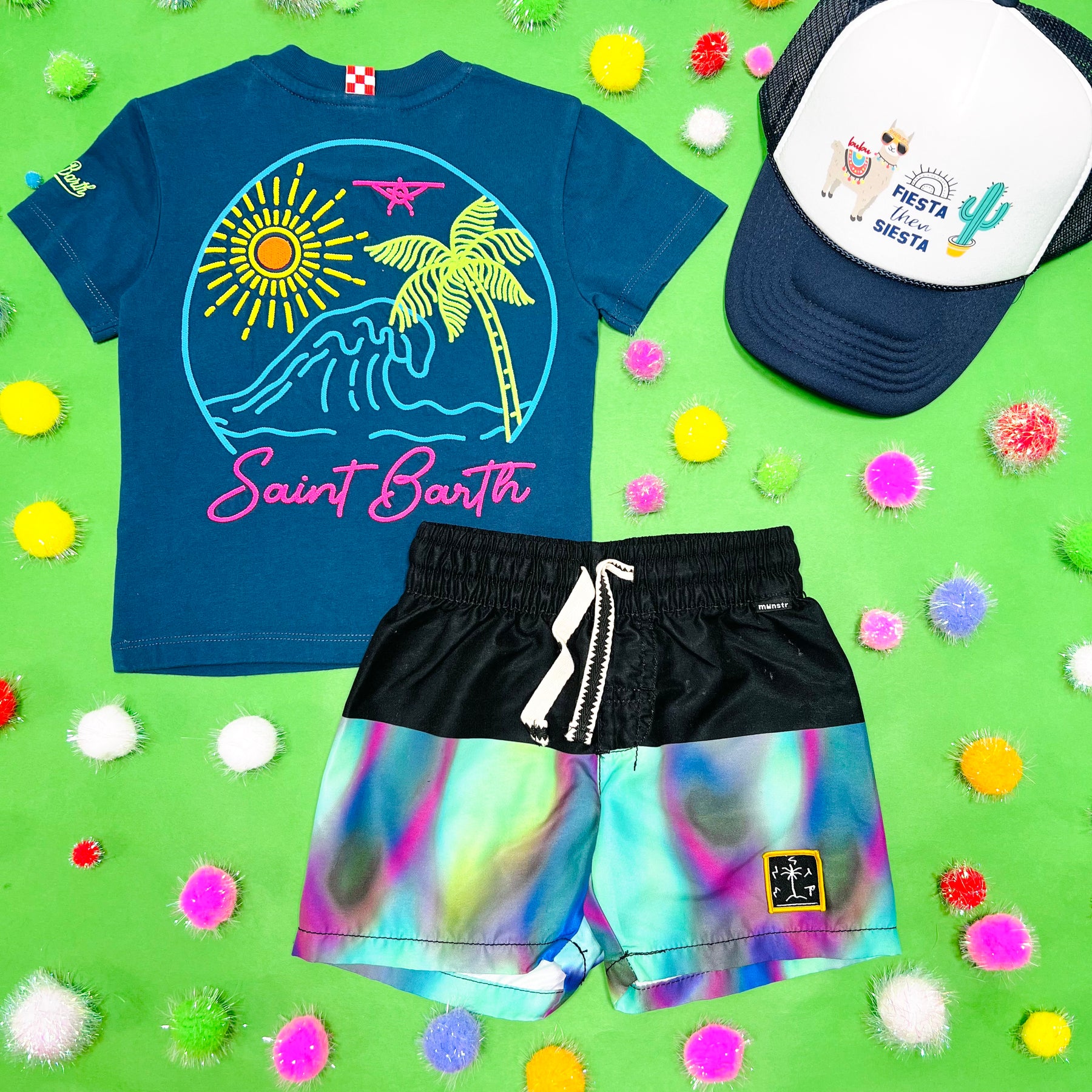 ST BARTH NEON EMBROIDERED TSHIRT