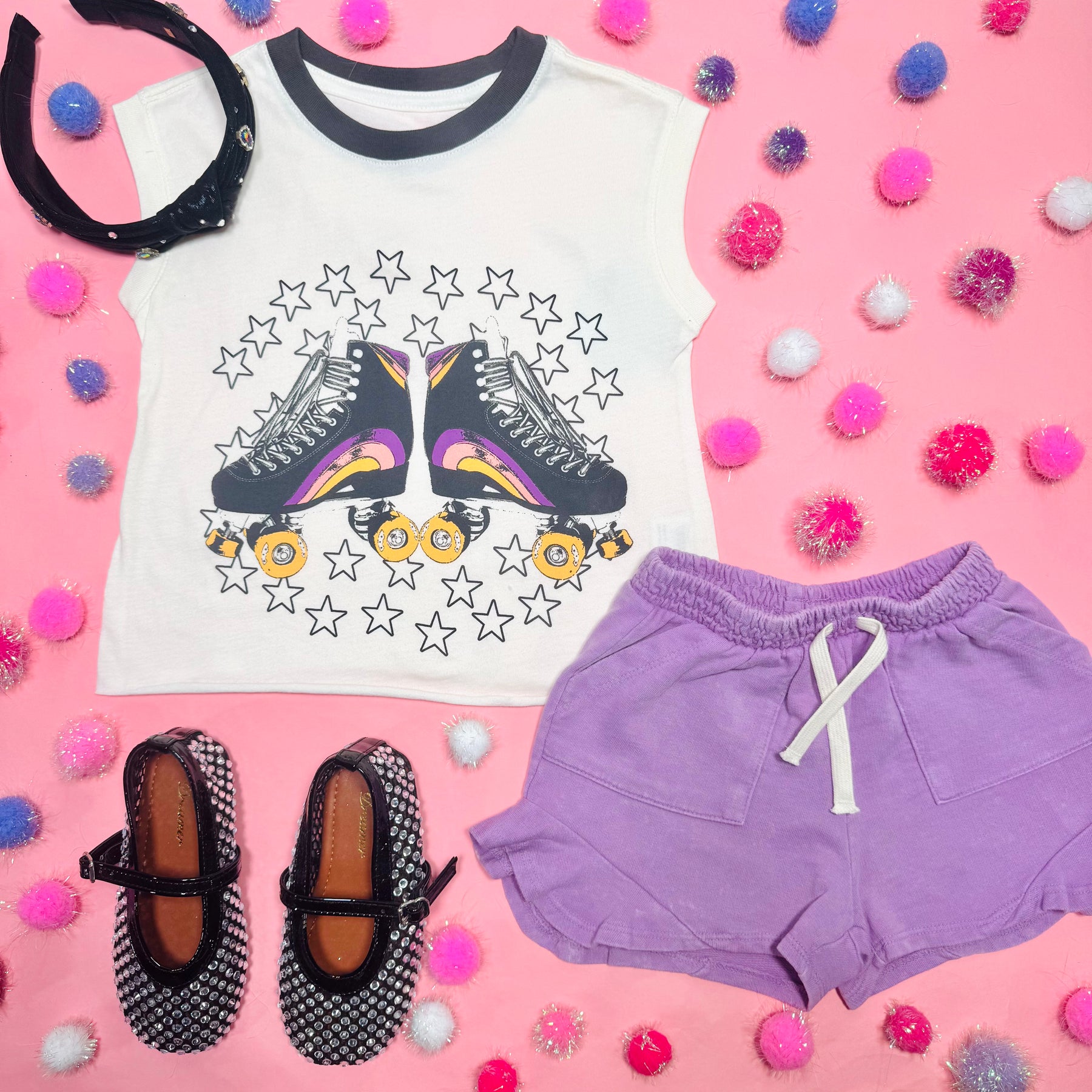 POSITIVE VIBES RUFFLE SHORTS