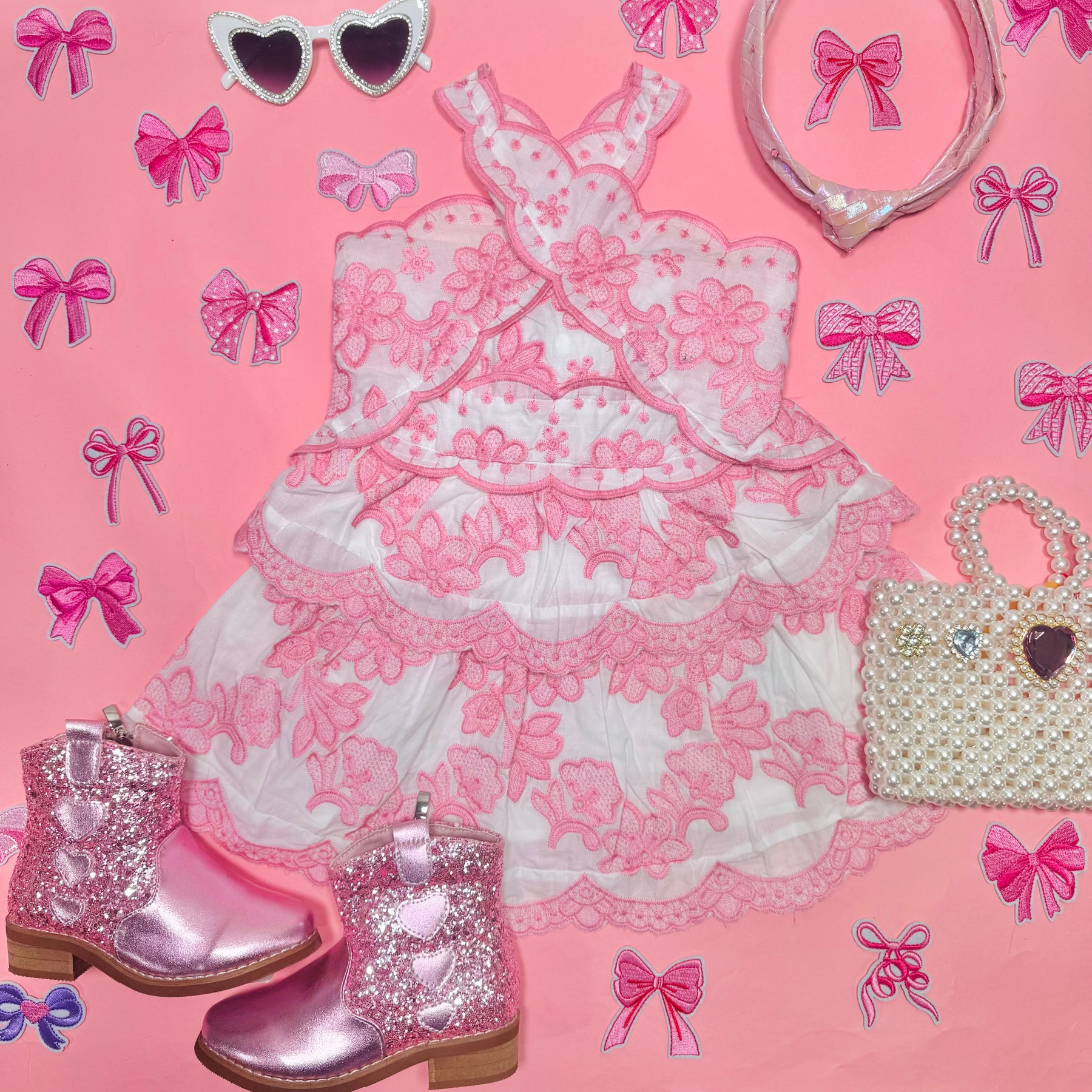 JOSIE EMBROIDERED HALTER DRESS