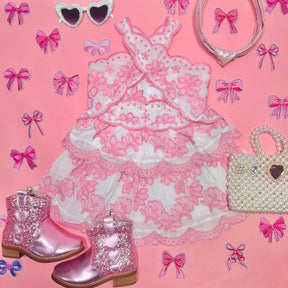 JOSIE EMBROIDERED HALTER DRESS
