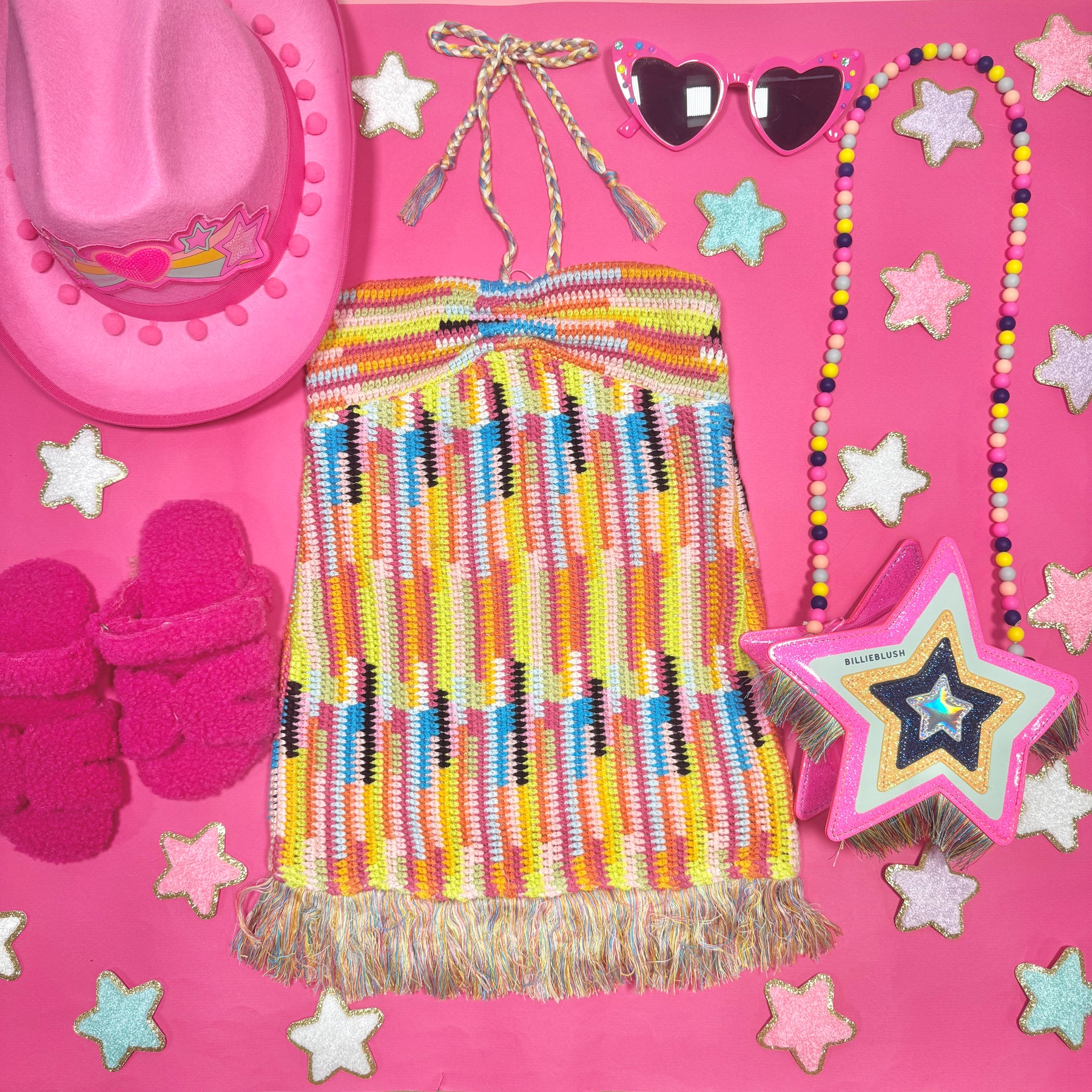 ALIA HALTER CROCHET MULTI DRESS