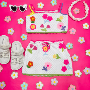 DAISETTE CROCHET TOP AND SKIRT SET