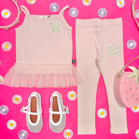 SOPHIA FLORAL BOW TUTU TANK TOP AND LEGGINGS SET