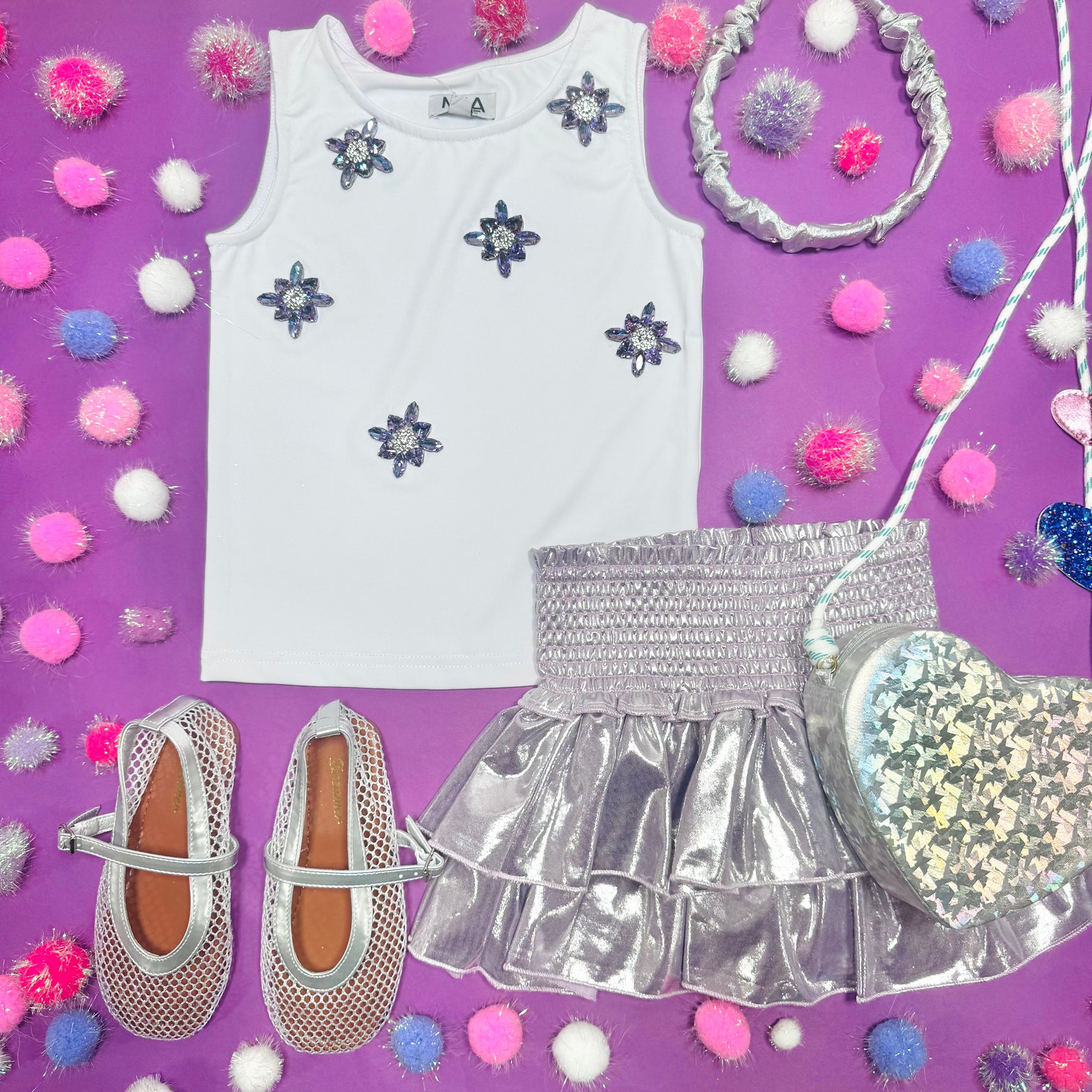 METALLIC SMOCKED SKORT