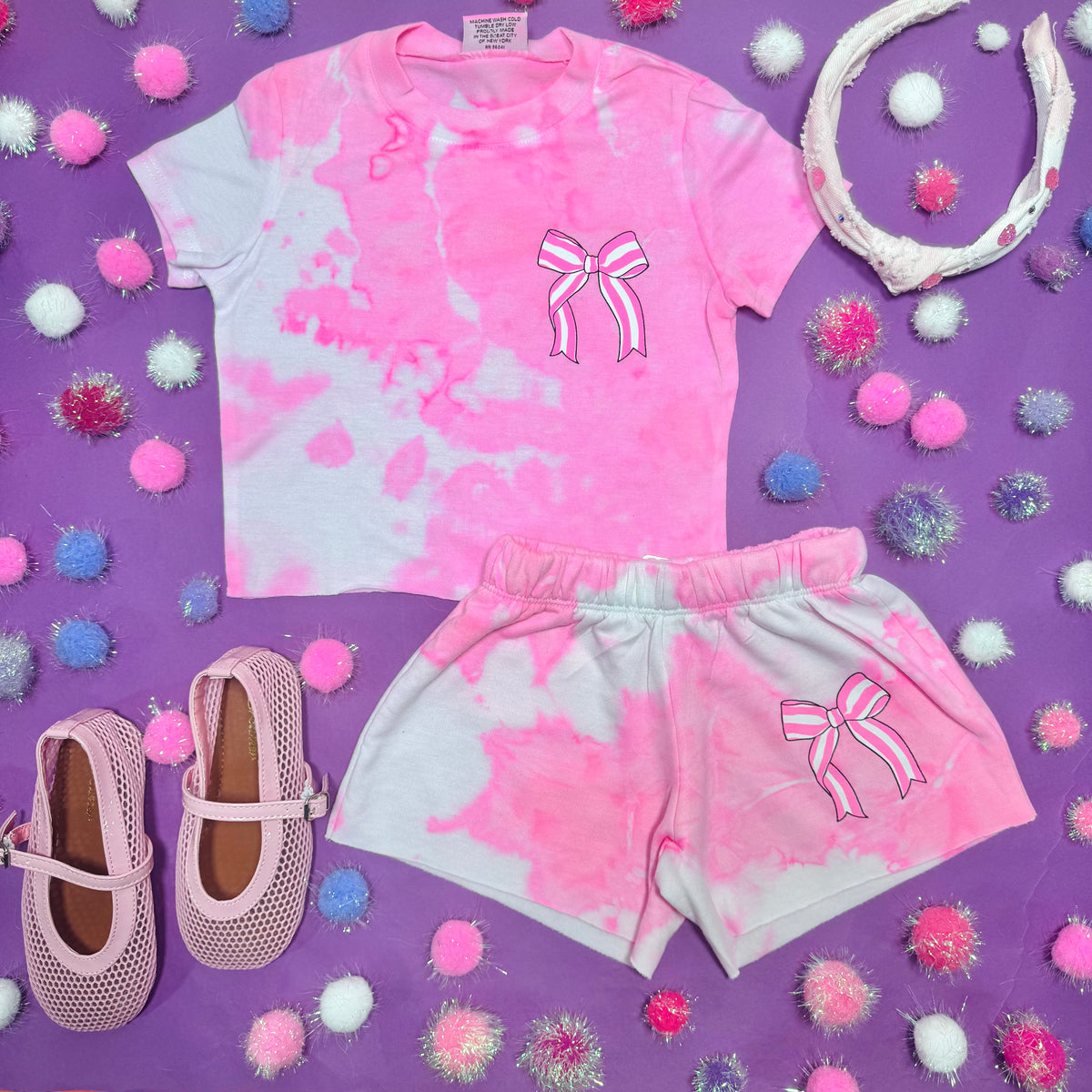 STRIPE BOW CLOUDWASH SHORTS