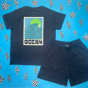 EMBROIDERED PALM TREES SHORTS