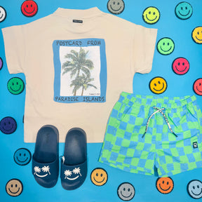 NEON CHECKERED SWIM TRUNK