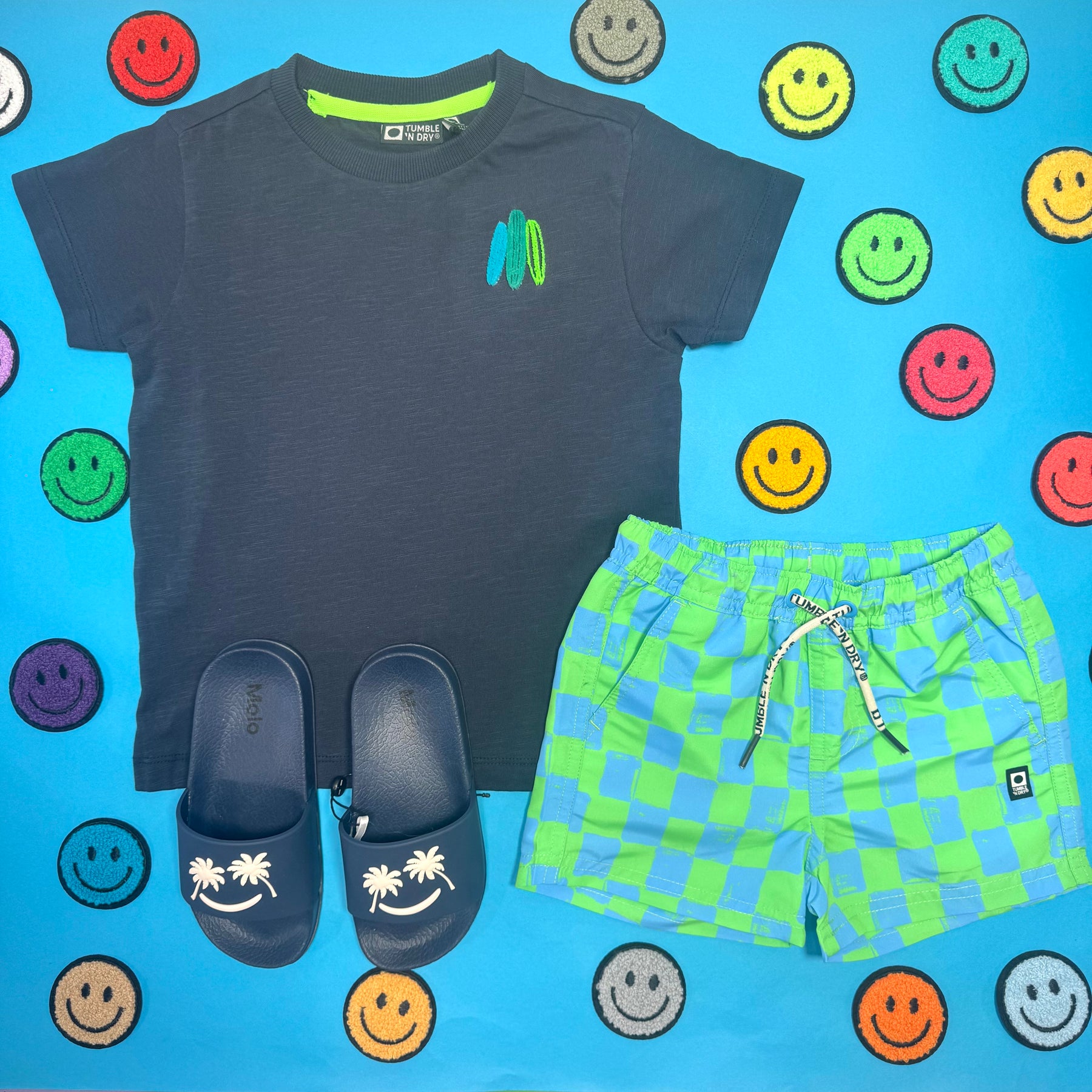 NEON CHECKERED SWIM TRUNK