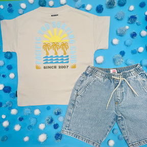 LIGHT VINTAGE WASH DENIM SHORTS