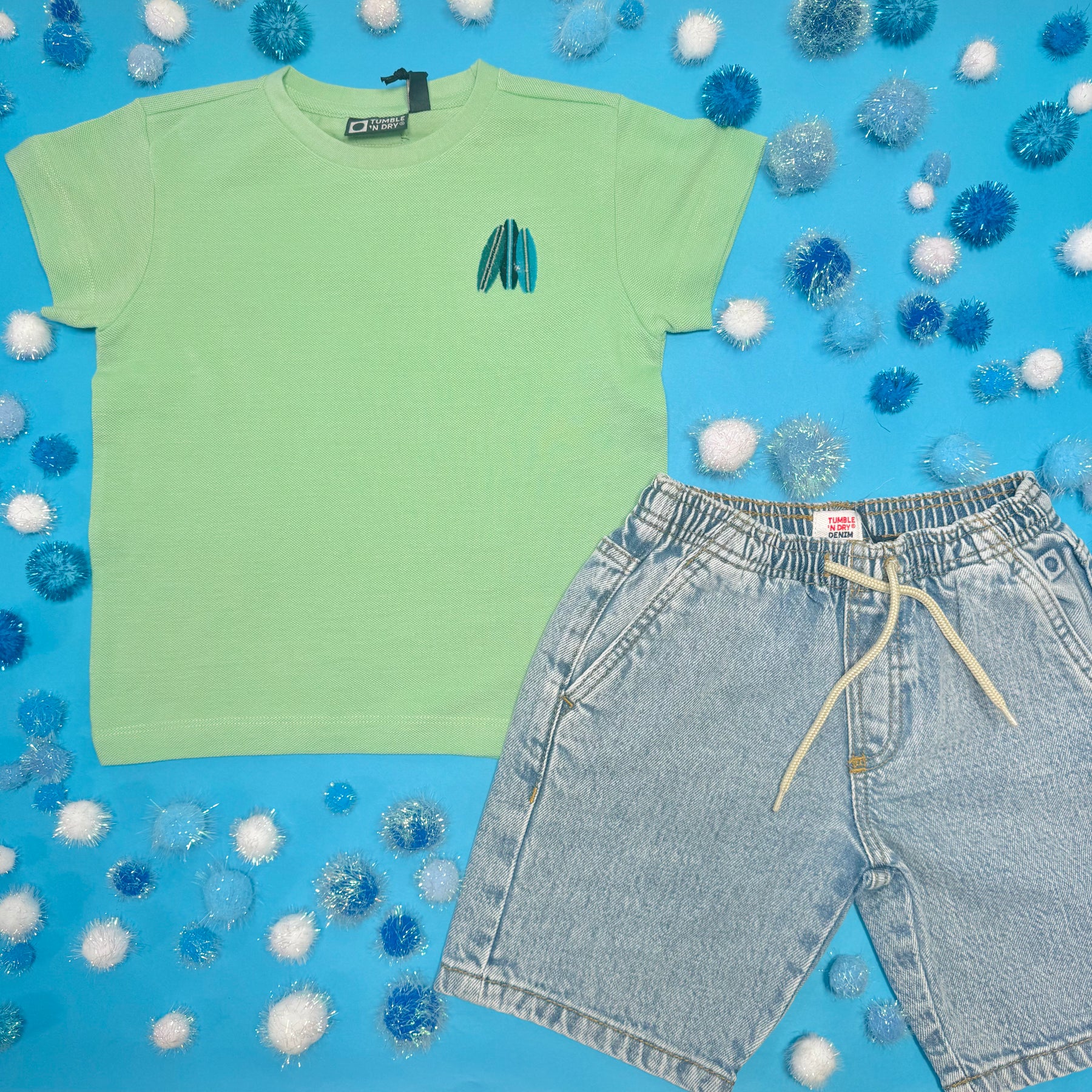 LIGHT VINTAGE WASH DENIM SHORTS