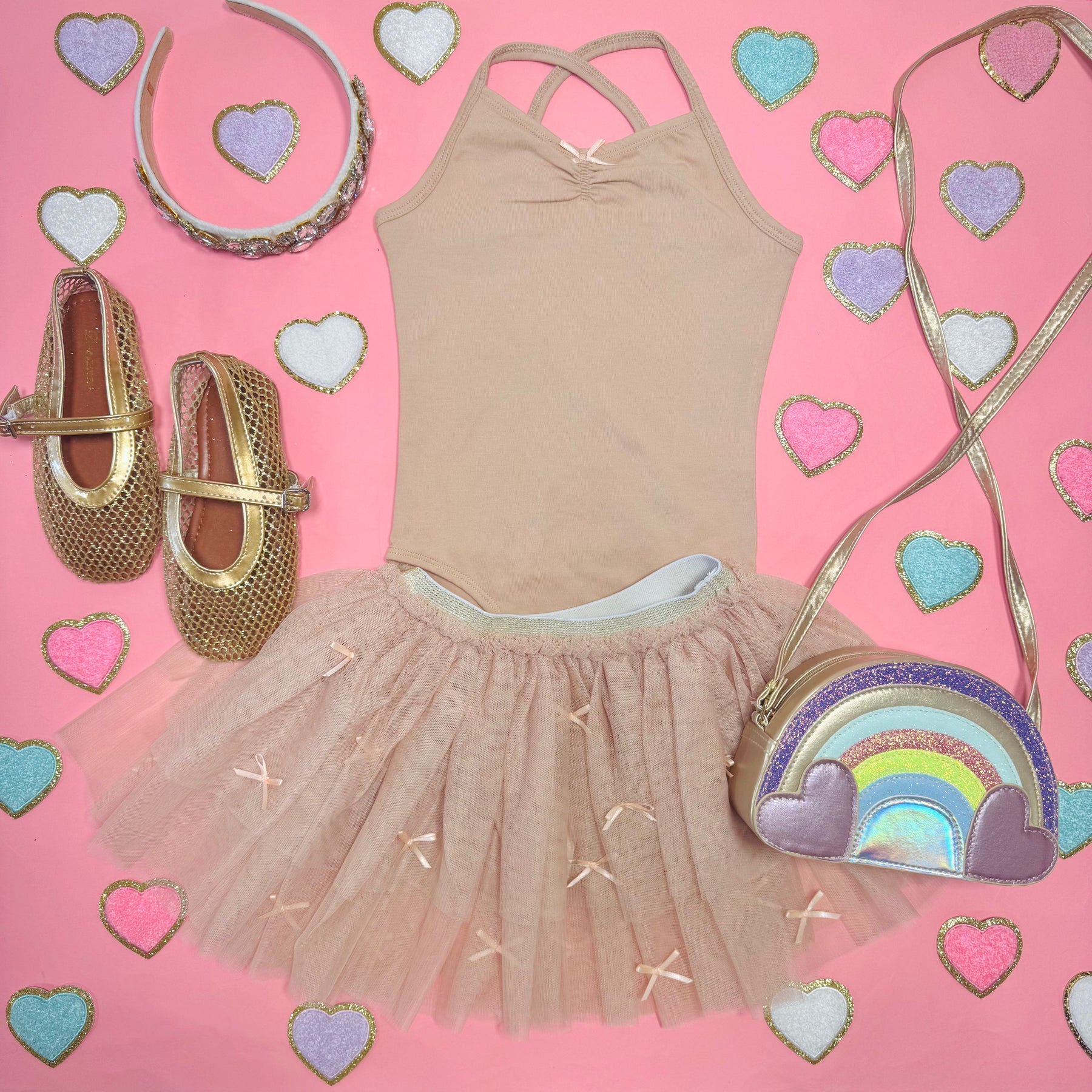 BALLERINA LEOTARD AND BOWS TUTU SKIRT SET