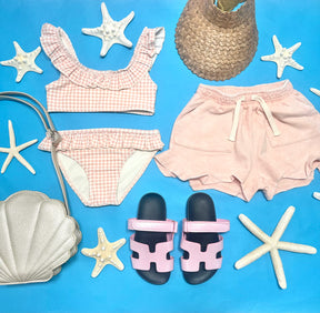 STRAWBERRIES & CREAM BUTTERFLY RUFFLE SHORTS - TINY WHALES - SHORTS