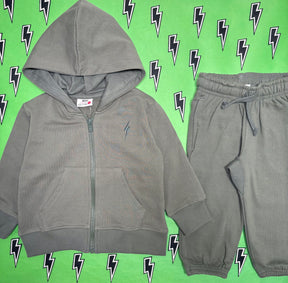 TONAL BOLT SOLID ZIP UP HOODIE