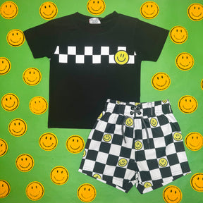 SMILEY CHECKERED SWIM TRUNKS
