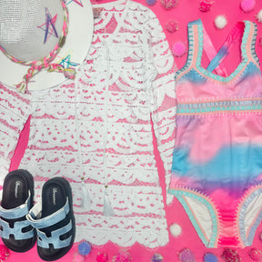 SADIE RAINBOW EMBROIDERED TIE DYE ONE PIECE SWIMSUIT