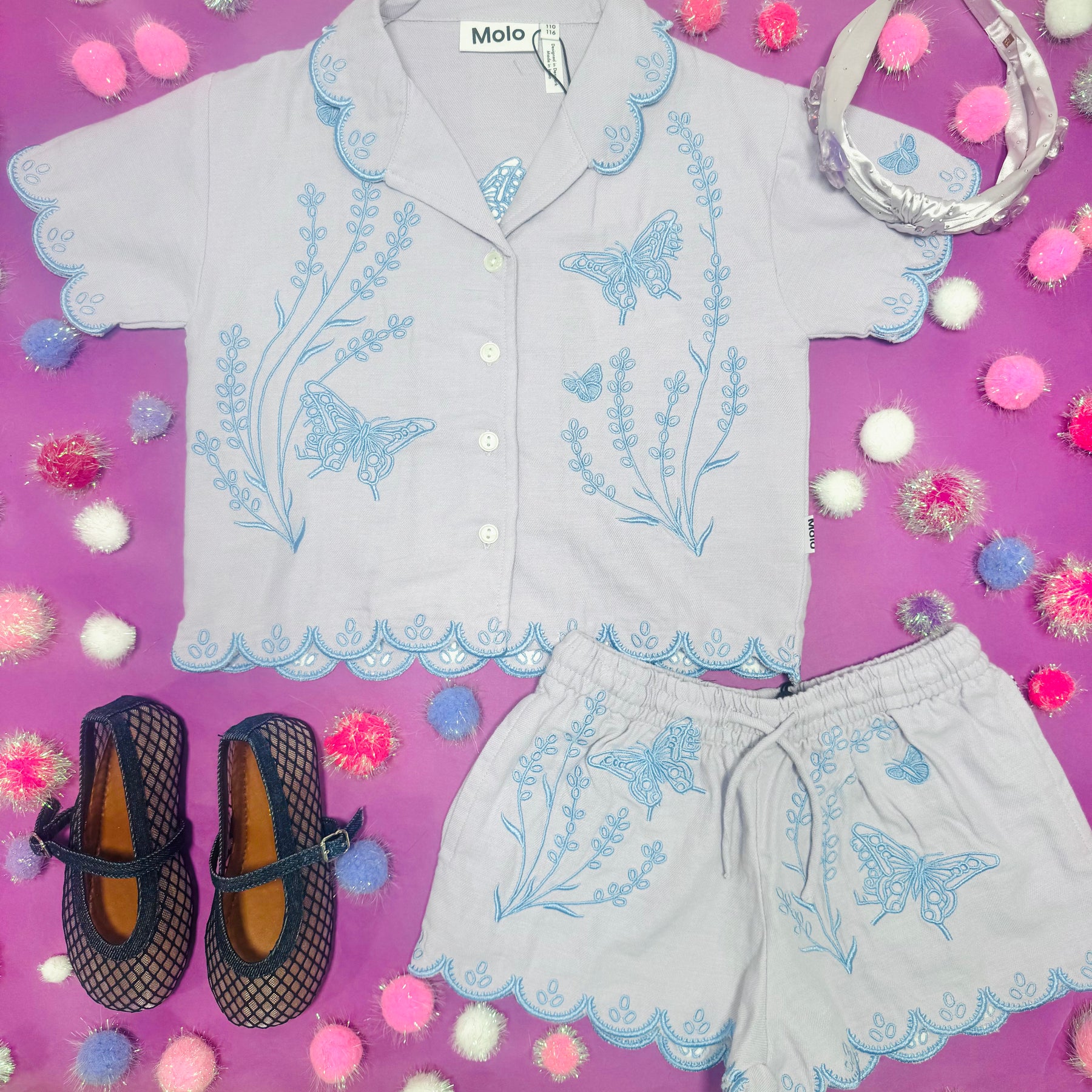 ROSALLE PASTEL LILAC EMBROIDERY TOP