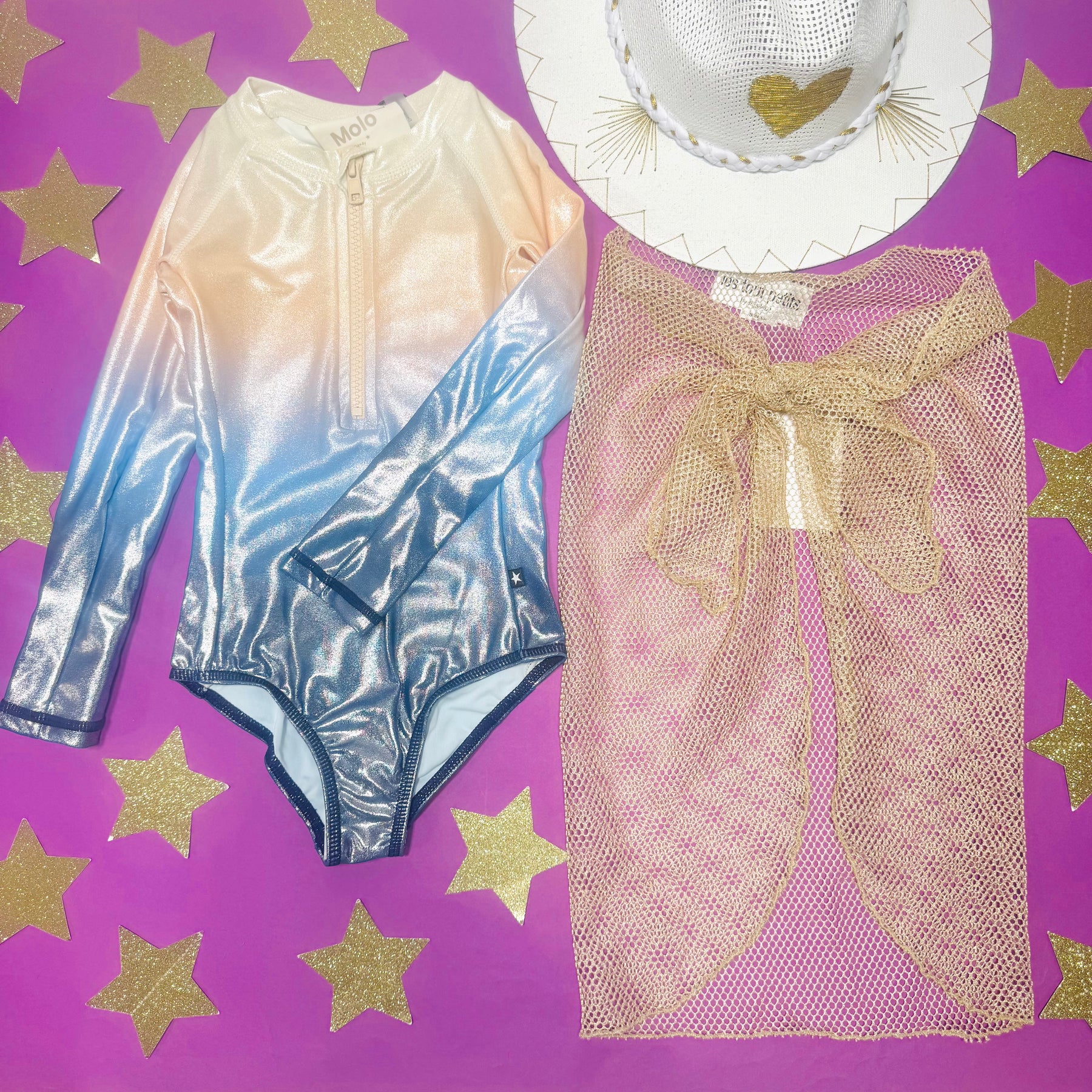 NECKY GLOWING FADE METALLIC LONG SLEEVE ONE PIECE SWIMSUIT
