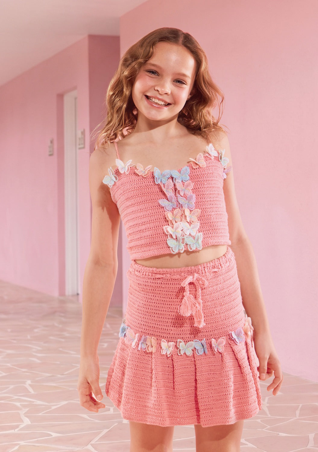 CASSIA BUTTERFLY CROCHET TOP AND SKIRT SET (PREORDER)