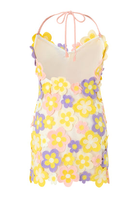 VIOLETA CROCHET FLORAL MINI DRESS (PREORDER)