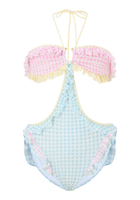 ALYSSA GINGHAM CUTOUT ONE PIECE SWIMSUIT (PREORDER)