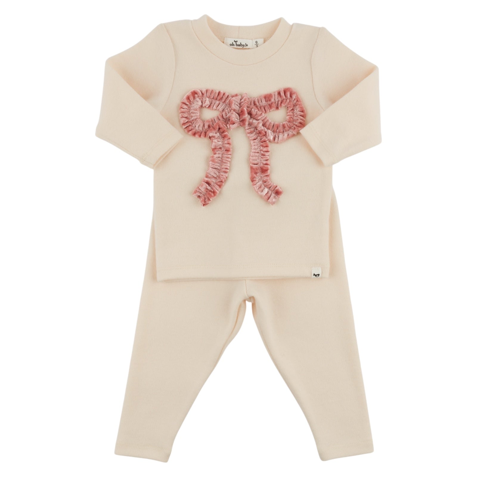 VELVET BOW LONG SLEEVE TOP AND LEGGINGS SET (PREORDER)