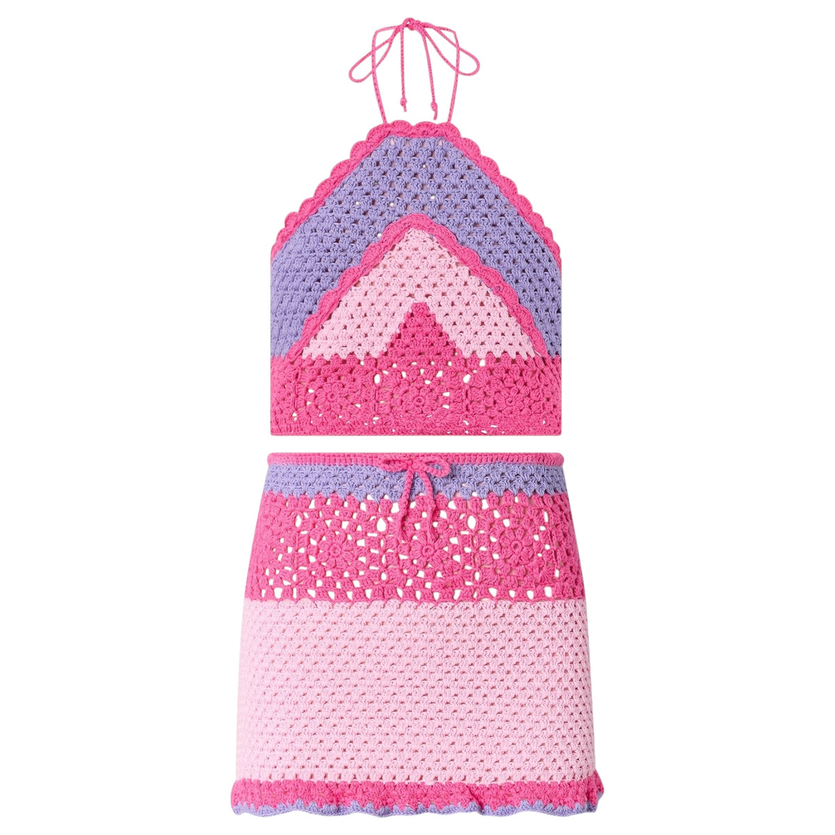 MOLLY CROCHET HALTER TOP AND SKIRT SET (PREORDER)