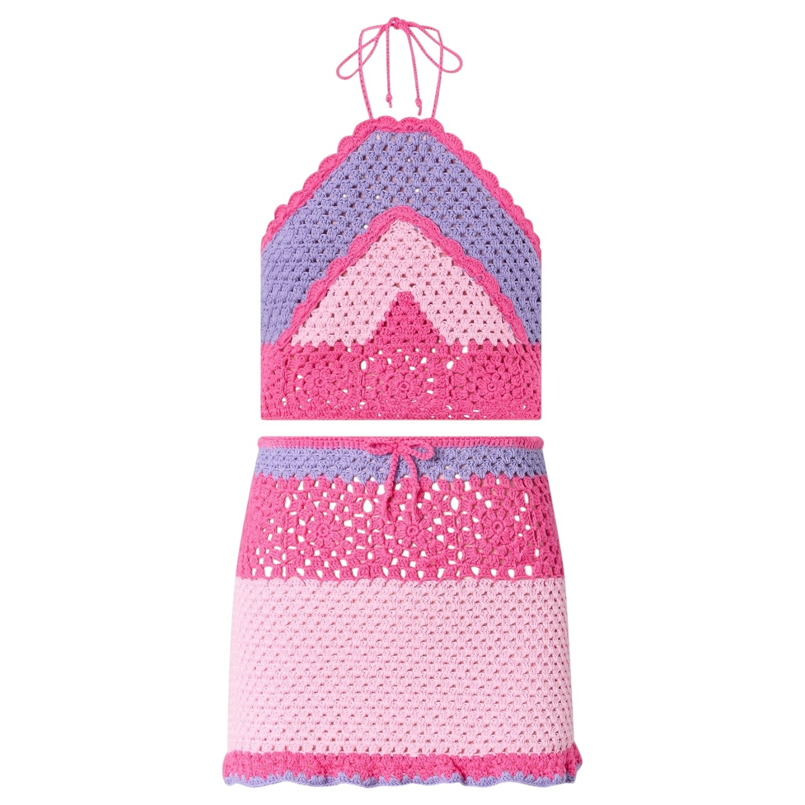 MOLLY CROCHET HALTER TOP AND SKIRT SET (PREORDER)