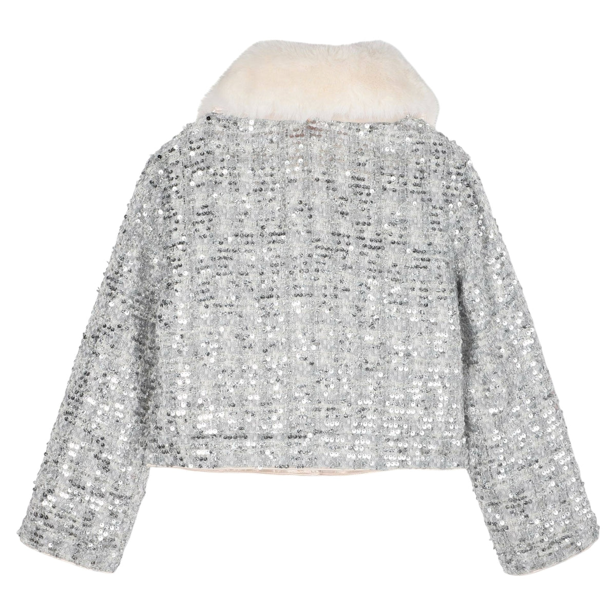 SEQUIN TWEED JACKET W/ FAUX FUR COLLAR (PREORDER)