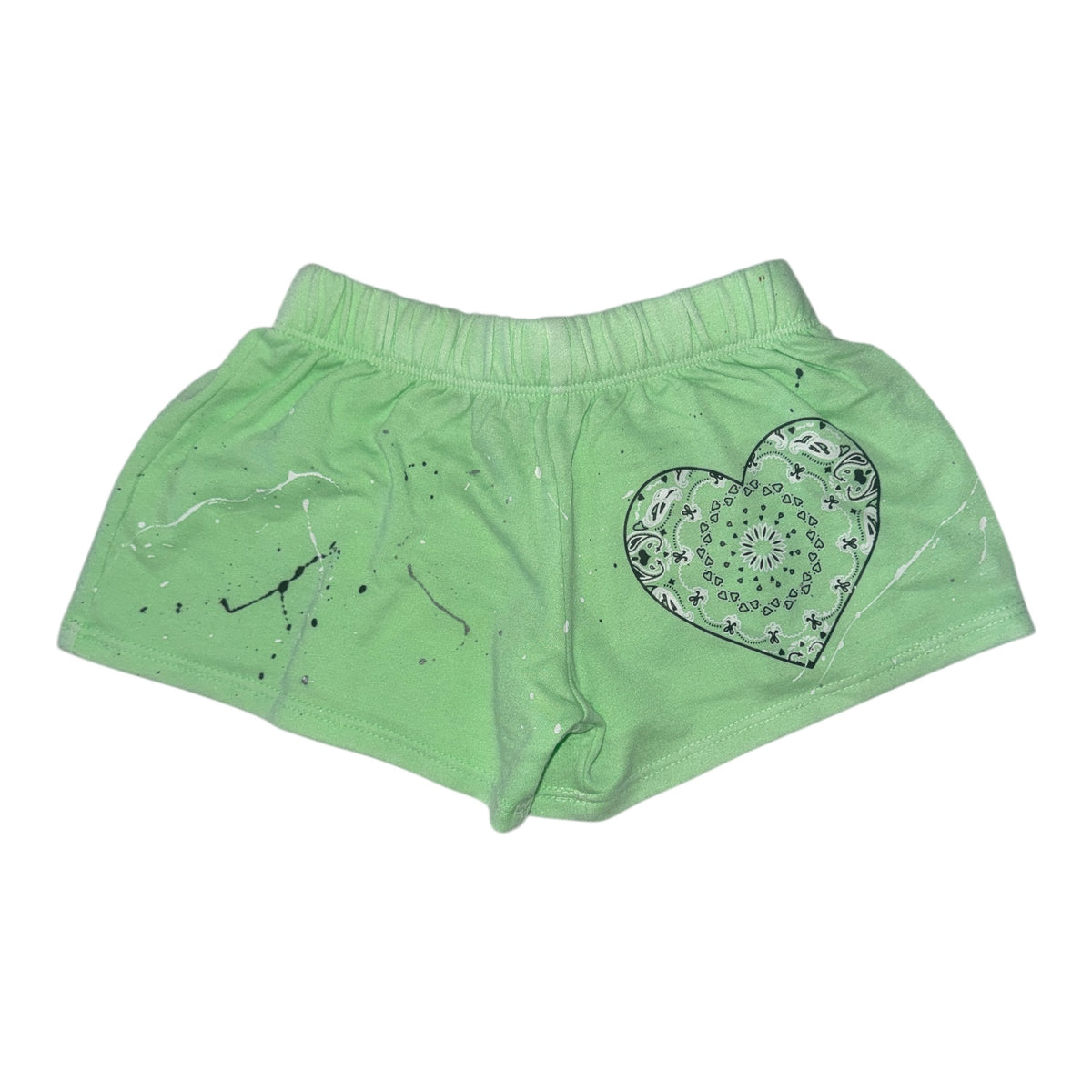 BANDANA HEART PAINT SPLATTER SHORTS