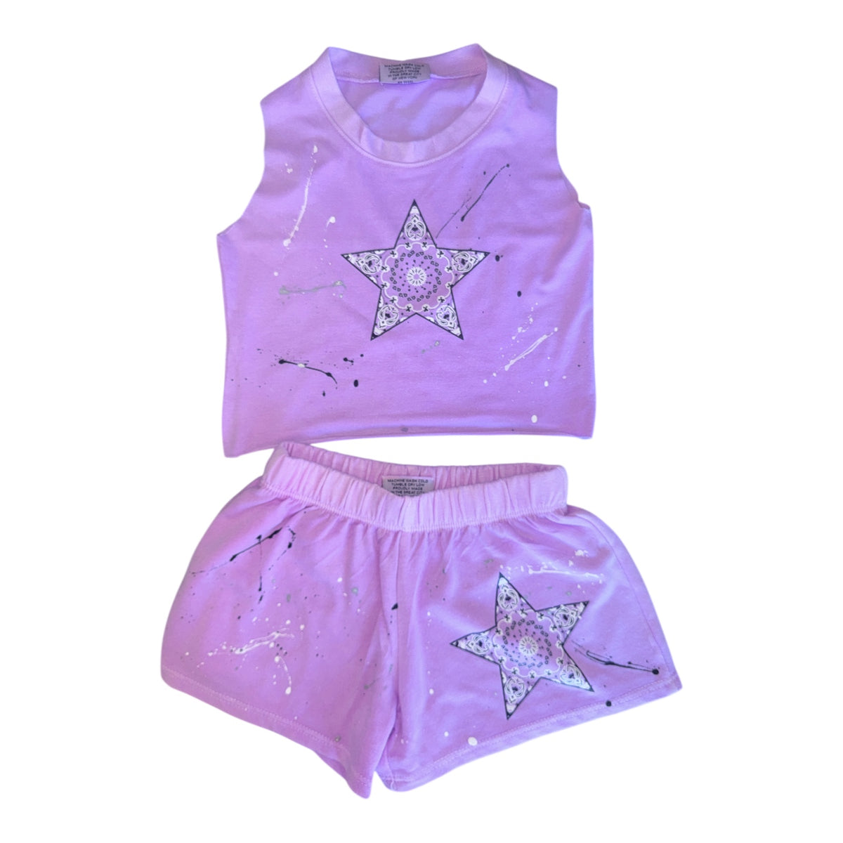 BANDANA HEART PAINT SPLATTER TSHIRT AND SHORTS SET - SET