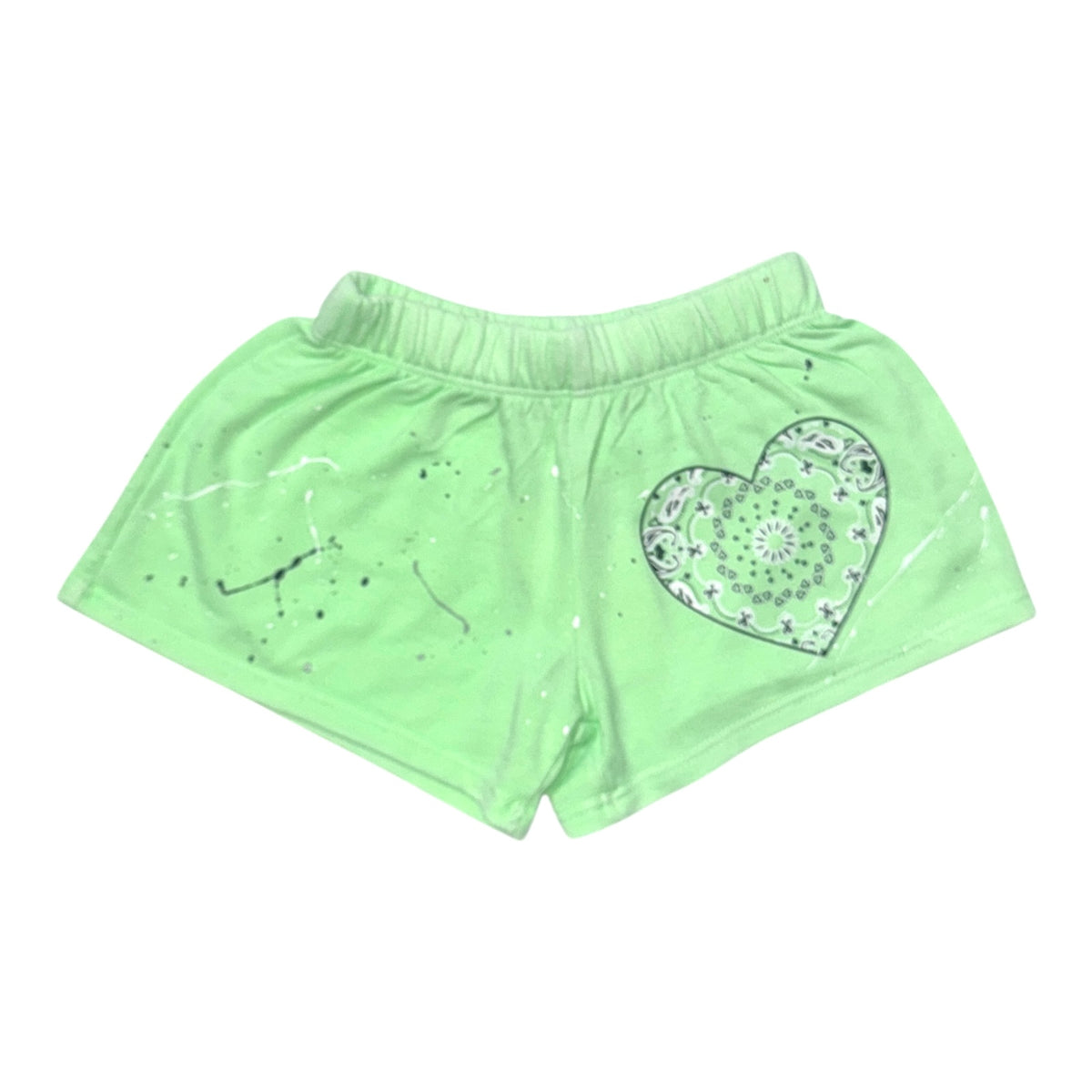 BANDANA HEART PAINT SPLATTER SHORTS