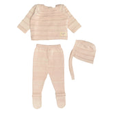 WELCOME BABY KNITTED CARDIGAN, PANTS, AND BEANIE SET